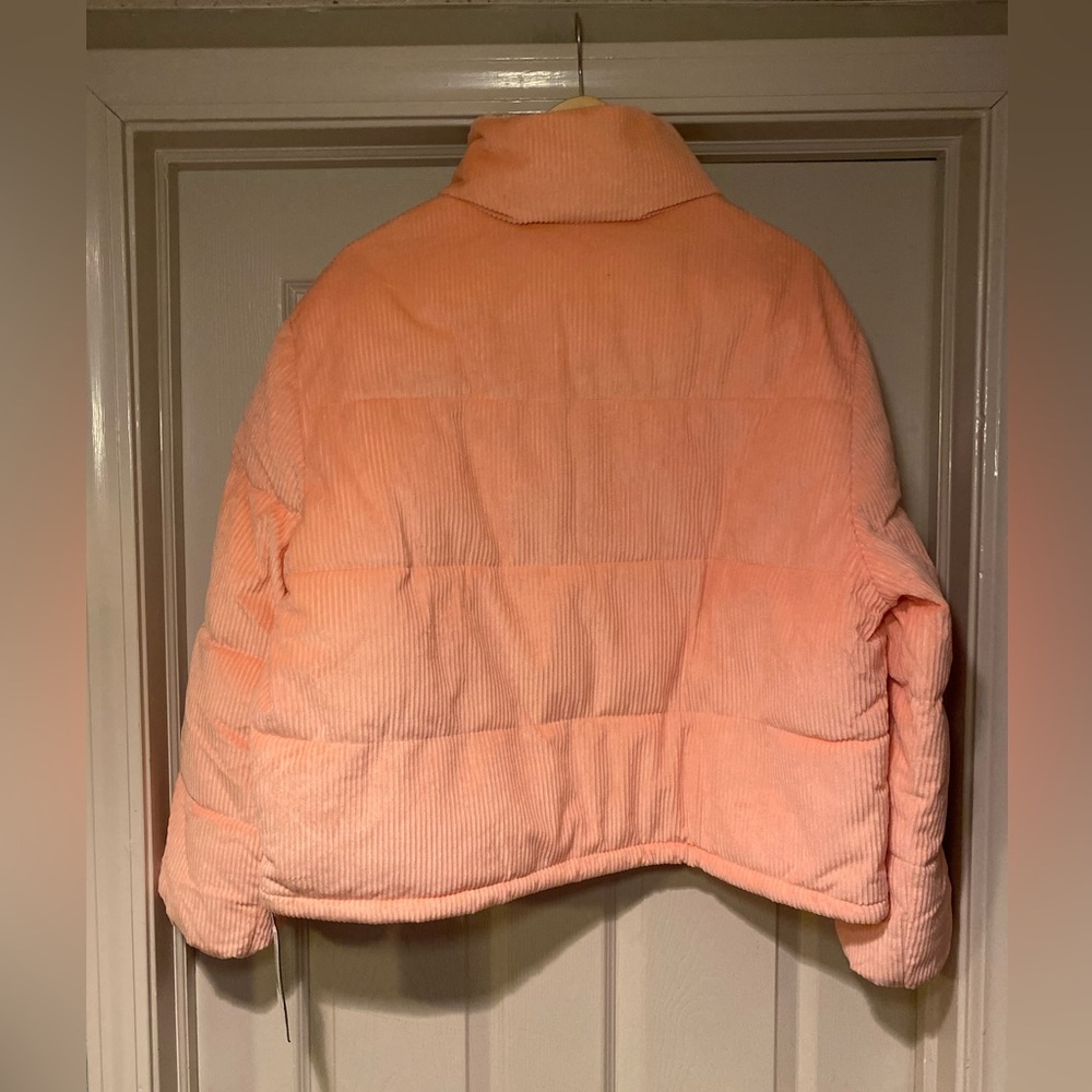 NWT Collection B‎ Juniors Cropped Corduroy Puffer Coat in Peach Soft - Picture 4 of 8